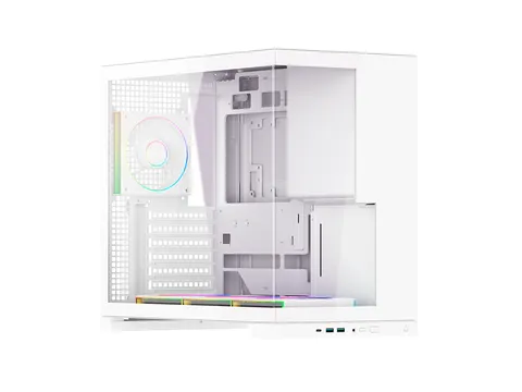 Gabinete Munfrost Flow, media torre, 4 ventiladores ARGB, blanco