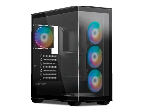Gabinete Munfrost Polaris, ATX, 4 ventiladores ARGB, negro