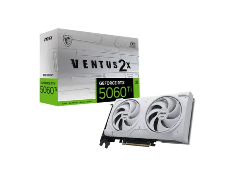 Tarjeta de video MSI GeForce RTX 5060 Ti Ventus 2X OC, 8 GB, blanca
