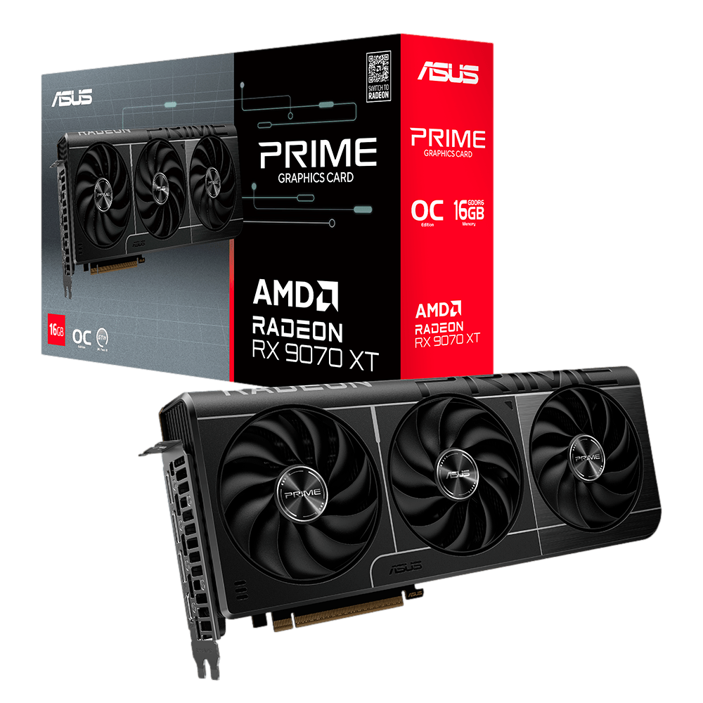 Tarjeta de Video ASUS PRIME RX 9070 XT OC Edition / AMD Radeon / 16GB / 256-bit GDDR6 / PCI Express 5.0 / PRIME-RX9070XT-O16G 